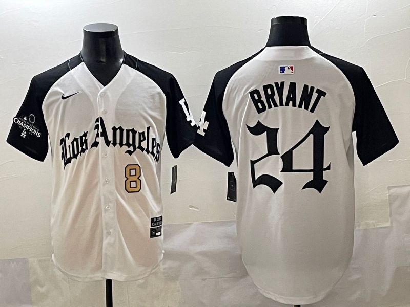 Men 2025 Los Angeles Dodgers #24 Bryant White black Five generations Joint Name Nike MLB Jersey style 5262